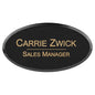 3" x 1 1/2" Black/Gold Laserable Leatherette Oval Badge & Frame (Sold by Case of 50)