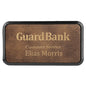 3" x 1 1/2" Rustic/Gold Laserable Leatherette Round Corner Badge & Frame (Sold by Case of 50)