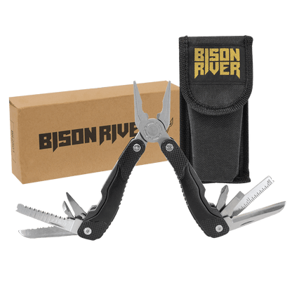 Bison River 4" Black 13 Function Multi Tool with Nylon Sheath