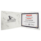 9" x 12" White Marble Laserable Leatherette Certificate Holder for 8 1/2" x 11" (Sold by Case of 6)