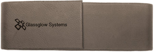 6 1/2" x 2" Gray Laserable Leatherette Double Pen Case (Sold by Case of 50)