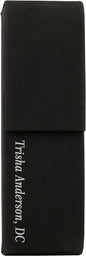 6 1/2" x 2" Black/Silver Laserable Leatherette Double Pen Case (Sold by Case of 50)