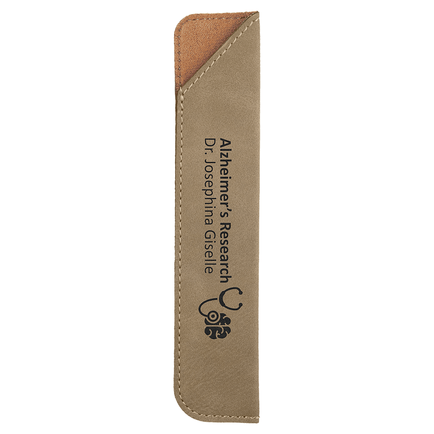 6 1/4" Light Brown Laserable Leatherette Pen Sleeve (Sold by Case of 50)