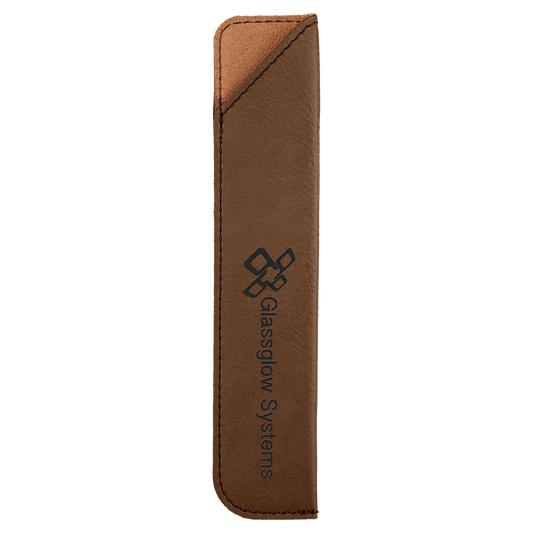6 1/4" Dark Brown Laserable Leatherette Pen Sleeve (Sold by Case of 50)