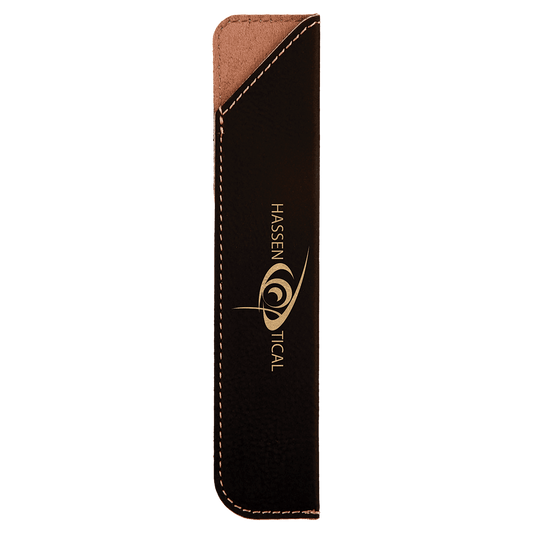 6 1/4" Black/Gold Laserable Leatherette Pen Sleeve (Sold by Case of 50)