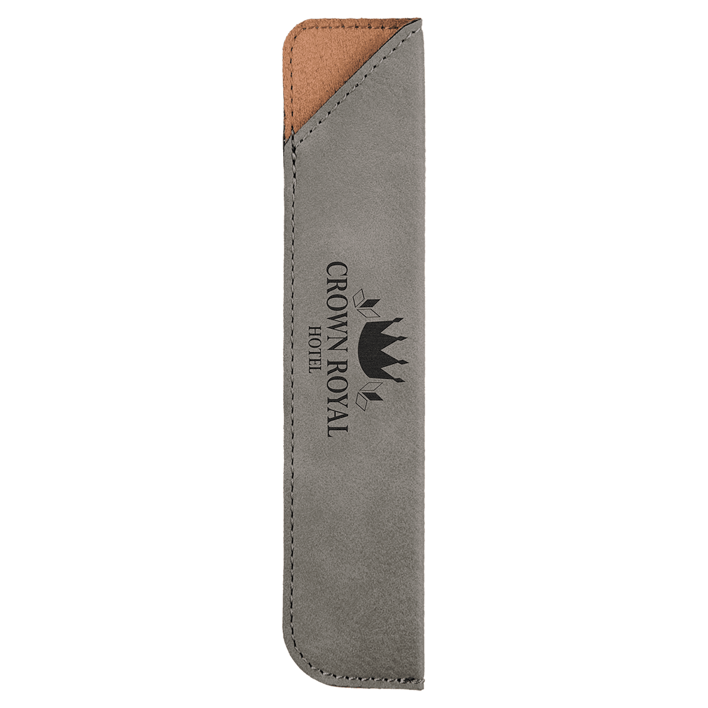 6 1/4" Gray Laserable Leatherette Pen Sleeve (Sold by Case of 50)