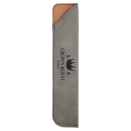 6 1/4" Gray Laserable Leatherette Pen Sleeve (Sold by Case of 50)