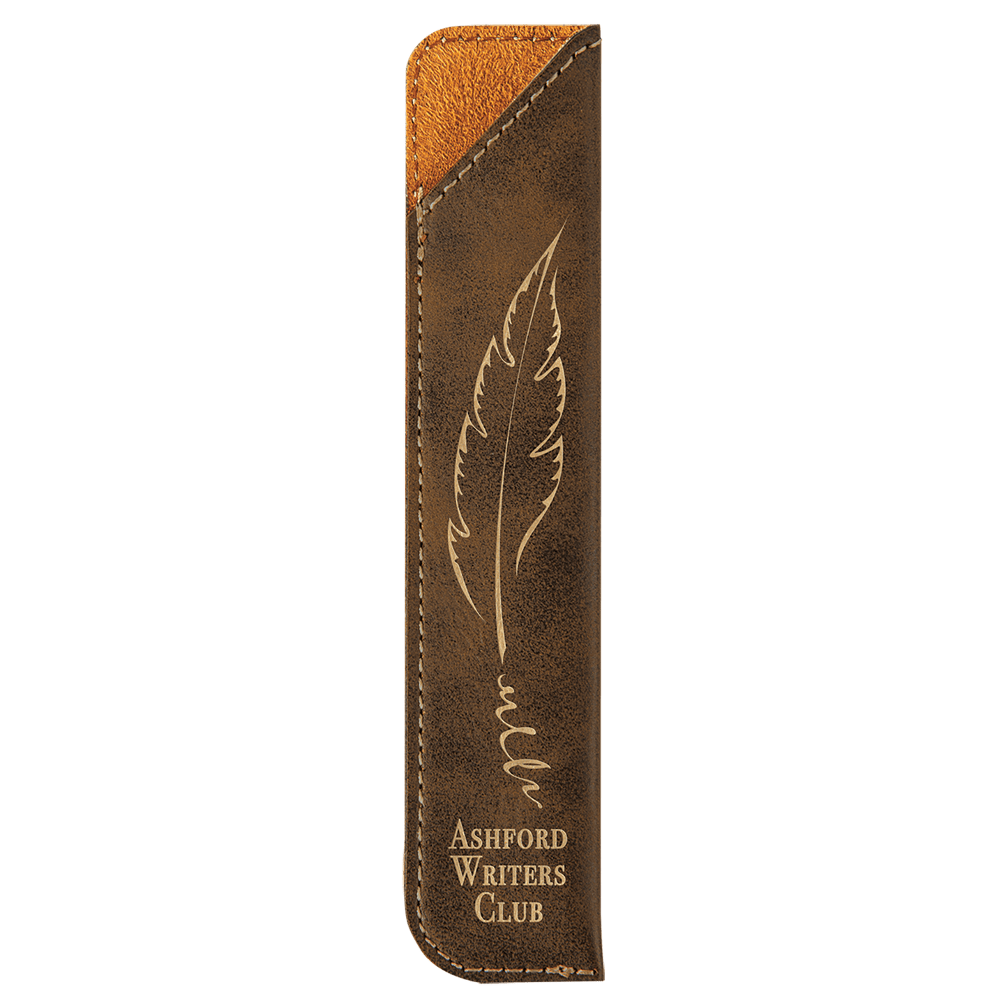 6 1/4" Rustic/Gold Laserable Leatherette Pen Sleeve (Sold by Case of 50)
