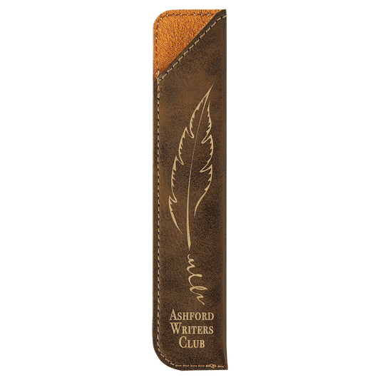 6 1/4" Rustic/Gold Laserable Leatherette Pen Sleeve (Sold by Case of 50)