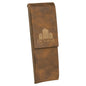 6 1/2" x 2" Rustic/Gold Laserable Leatherette Double Pen Case (Sold by Case of 50)