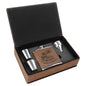 6 oz. Dark Brown Laserable Leatherette Flask Gift Set (Sold by Case of 6)