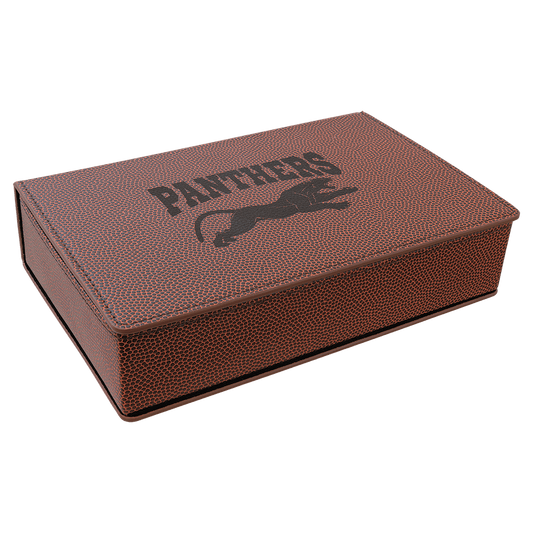 6 oz. Football Laserable Leatherette Flask Gift Set (Sold by Case of 6)