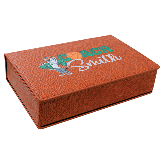 6 oz. Basketball Laserable Leatherette Flask Gift Set (Sold by Case of 6)