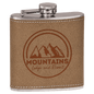 6 oz. Leather Laserable Stainless Steel Flask (Sold by Case of 10)
