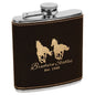 6 oz. Black/Gold Laserable Leatherette Stainless Steel Flask (Sold by Case of 10)
