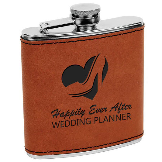 6 oz. Rawhide Laserable Leatherette Stainless Steel Flask (Sold by Case of 10)