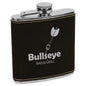 6 oz. Black/Silver Laserable Leatherette Stainless Steel Flask (Sold by Case of 10)