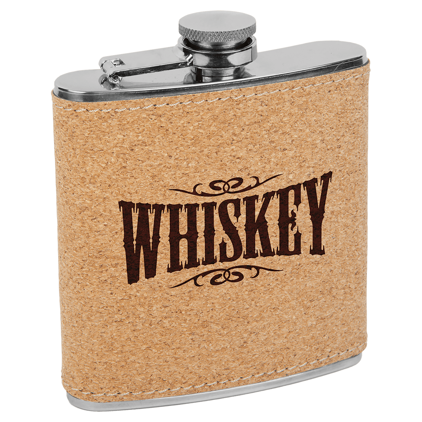 6oz. Cork Stainless Steel Flask (Sold by Case of 10)