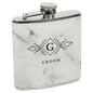 6 oz.White Marble Laserable Leatherette Stainless Steel Flask (Sold by Case of 10)