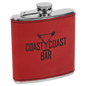 6 oz. Red Laserable Leatherette Stainless Steel Flask (Sold by Case of 10)