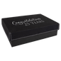 7 3 8" x 5 3/4" Black/Silver Gift Box with Laserable Leatherette Lid (Sold by Case of 4)