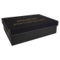 9 3/4" x 7" Black/Gold Gift Box with Laserable Leatherette Lid (Sold by Case of 4)