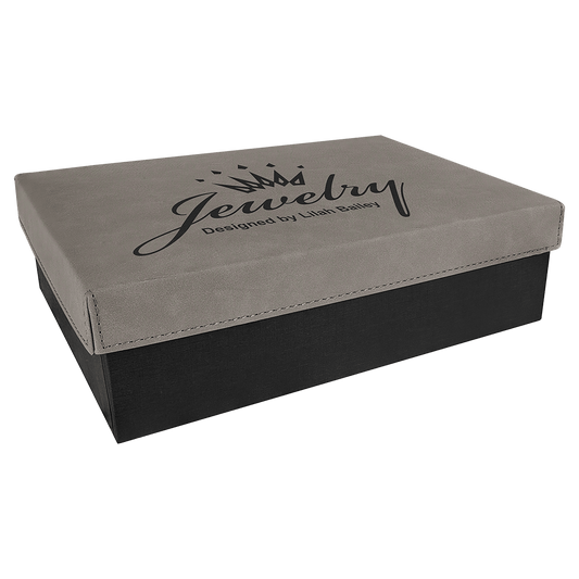 9 3/4" x 7" Gray Gift Box with Laserable Leatherette Lid (Sold by Case of 4)