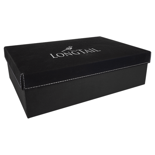 11 3/4" x 7 3/4" Black/Silver Gift Box with Laserable Leatherette Lid (Sold by Case of 4)