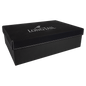 11 3/4" x 7 3/4" Black/Silver Gift Box with Laserable Leatherette Lid (Sold by Case of 4)