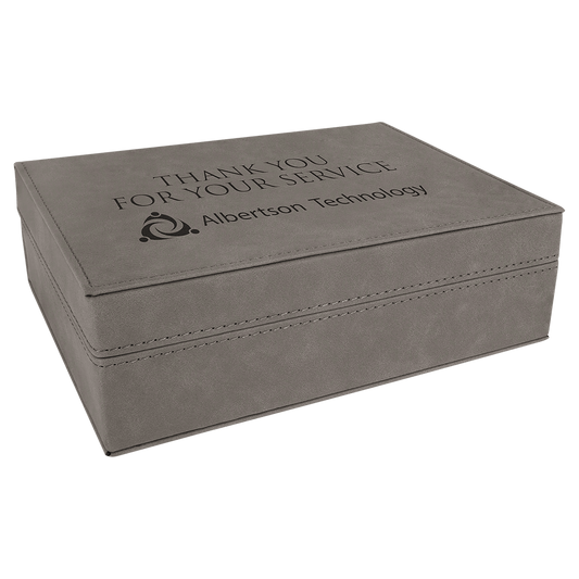 8" x 6 3/8" Gray Laserable Leatherette Premium Gift Box (Sold by Case of 4)