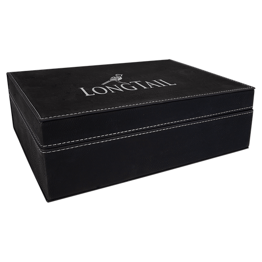10 1/4" x 7 1/2" Black/Silver Laserable Leatherette Premium Gift Box (Sold by Case of 4)