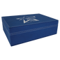 10 1/4" x 7 1/2" Blue/Silver Laserable Leatherette Premium Gift Box (Sold by Case of 4)