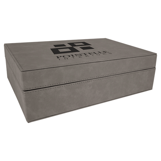 12 1/4" x  8 1/4" Gray Laserable Leatherette Premium Gift Box (Sold by Case of 4)