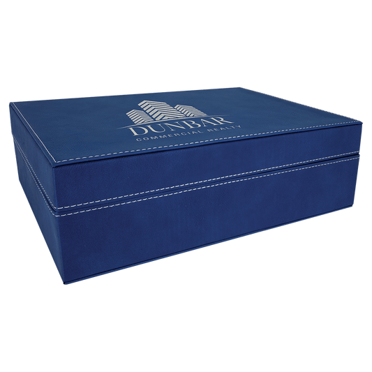 12 1/4" x  8 1/4" Blue/Silver Laserable Leatherette Premium Gift Box (Sold by Case of 4)