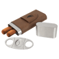 Dark Brown Laserable Leatherette Cigar Case with Cutter (Sold by Case of 6)