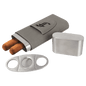 Gray Laserable Leatherette Cigar Case with Cutter (Sold by Case of 6)
