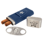 Blue/Silver Laserable Leatherette Cigar Case with Cutter (Sold by Case of 6)