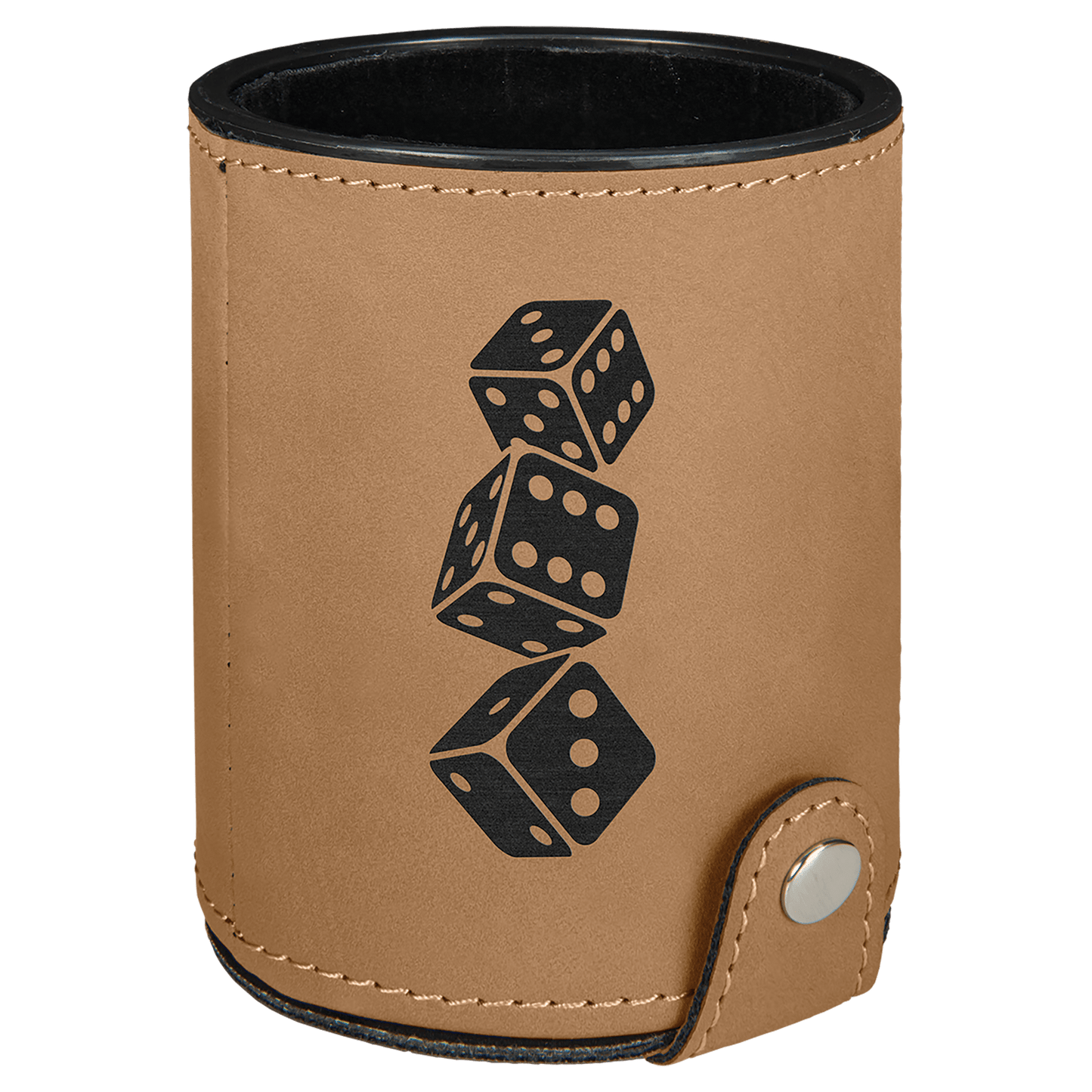 Light Brown Laserable Leatherette Dice Cup with 5 Dice (Sold by Case of 10)