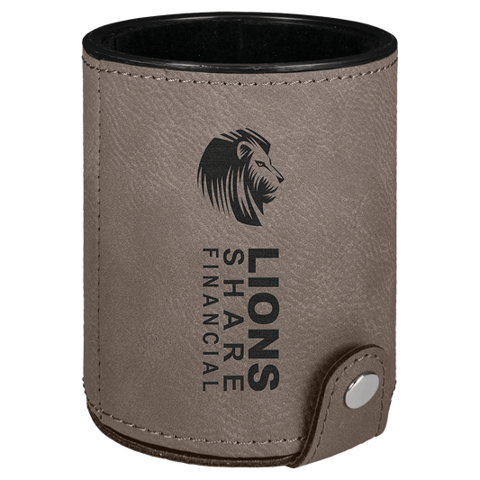 Gray Laserable Leatherette Dice Cup with 5 Dice (Sold by Case of 10)