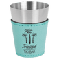 2 oz. Teal Laserable Leatherette & Stainless Steel Shot Glass (Sold by Case of 25)