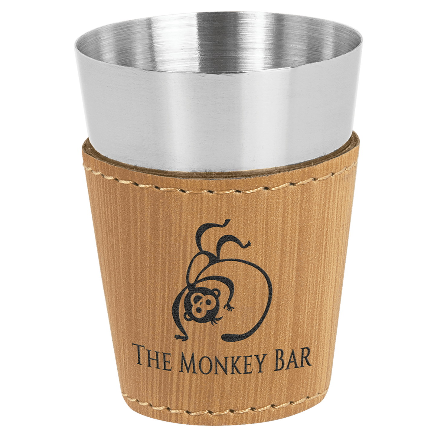 2 oz. Bamboo Laserable Leatherette & Stainless Steel Shot Glass (Sold by Case of 25)