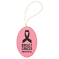 Pink Laserable Leatherette Oval Ornament with Gold String (Sold by Case of 25)