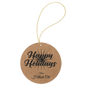 Light Brown Laserable Leatherette Round Ornament with Gold String (Sold by Case of 25)