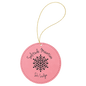 Pink Laserable Leatherette Round Ornament with Gold String (Sold by Case of 25)