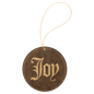 Rustic/Gold Laserable Leatherette Round Ornament with Gold String (Sold by Case of 25)
