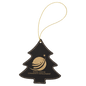 Black/Gold Laserable Leatherette Tree Ornament with Gold String (Sold by Case of 25)