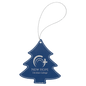 Blue/Silver Laserable Leatherette Tree Ornament with Silver String (Sold by Case of 25)