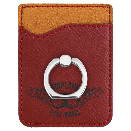 Rose Laserable Leatherette Phone Wallet with Silver Ring (Sold by Case of 25)