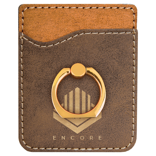 Rustic/Gold Laserable Leatherette Phone Wallet with Gold Ring (Sold by Case of 25)