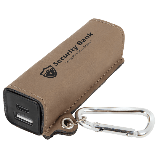 Light Brown Laserable Leatherette 2200 mAh Power Bank with USB-C Cord (Sold by Case of 6)